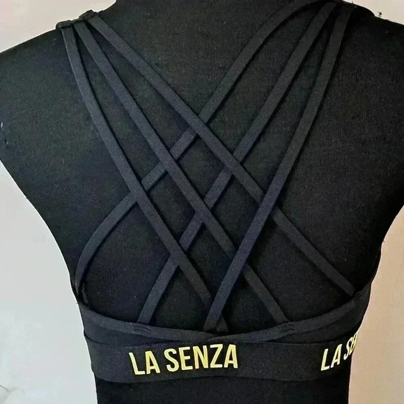La Senza Black Sports Bra Mesh Criss Cross  Straps Size Small/Medium - Picture 5 of 13